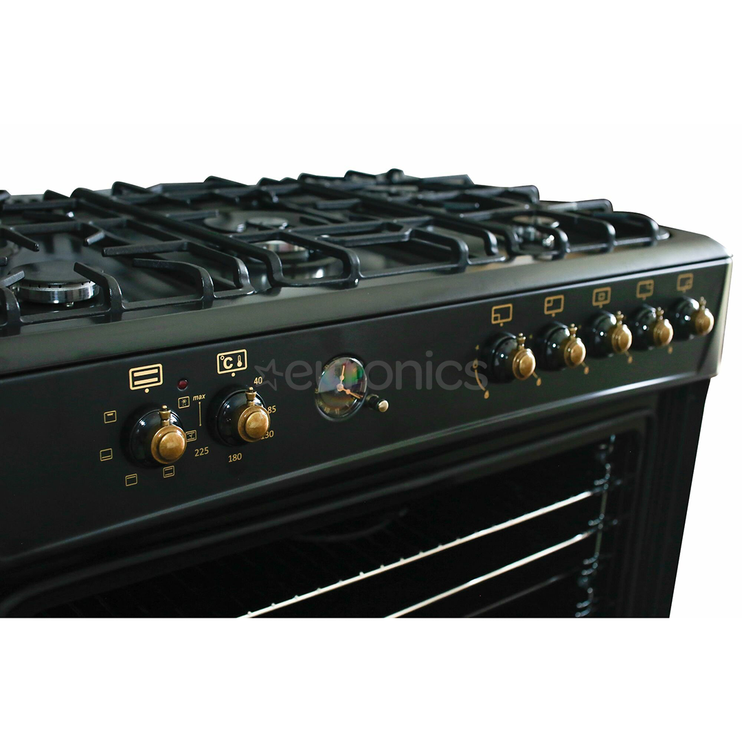 Ravanson, 107 L, black - Freestanding Gas Cooker with Electric Oven