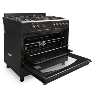 Ravanson, 107 L, black - Freestanding Gas Cooker with Electric Oven