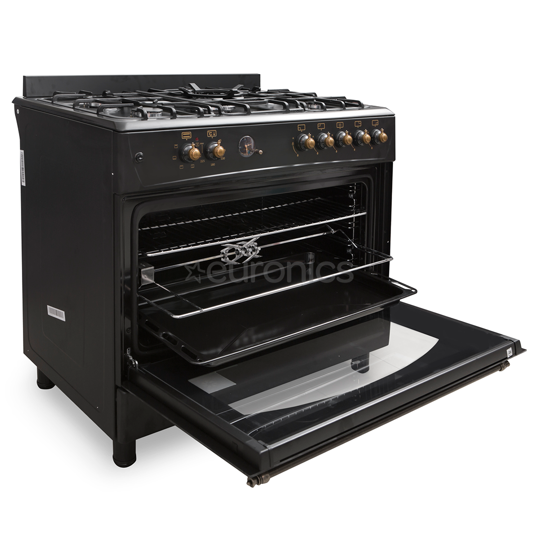 Ravanson, 107 L, black - Freestanding Gas Cooker with Electric Oven