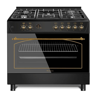 Ravanson, 107 L, black - Freestanding Gas Cooker with Electric Oven