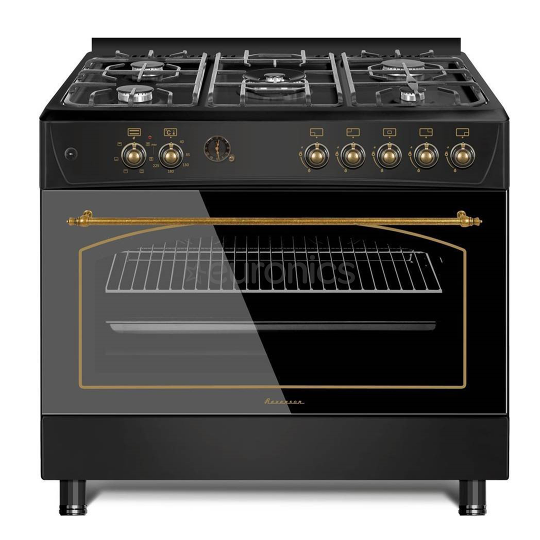 Ravanson, 107 L, black - Freestanding Gas Cooker with Electric Oven