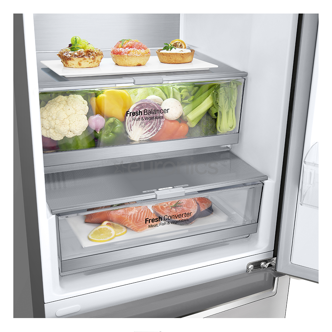 LG, NatureFRESH, external display, 384 L, height 203 cm, silver - Refrigerator