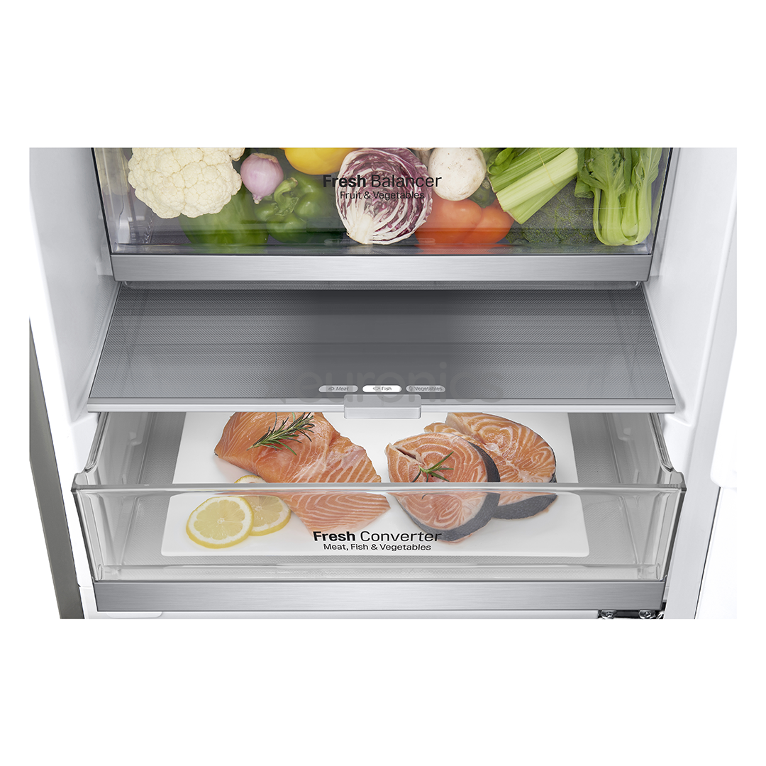 LG, NatureFRESH, external display, 384 L, height 203 cm, silver - Refrigerator