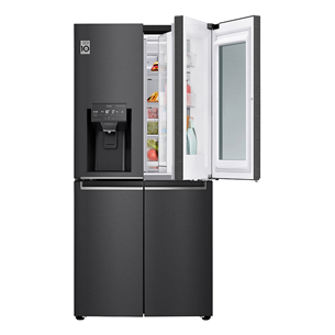 LG, InstaView, диспенсер для воды и льда, 508 л, высота 179 см, черный - SBS-холодильник