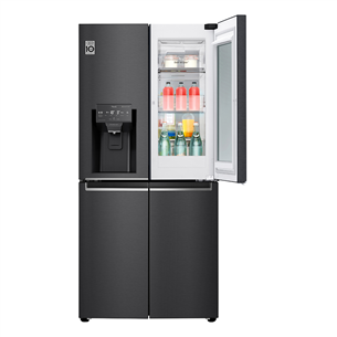LG, InstaView, диспенсер для воды и льда, 508 л, высота 179 см, черный - SBS-холодильник