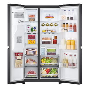 LG, vee- ja jääautomaat, 635 L, kõrgus 179 cm, must - SBS-külmik
