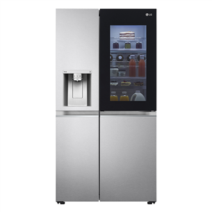 LG, InstaView, vee- ja jääautomaat, 635 L, kõrgus 179 cm, hõbedane - SBS-külmik GSXV90BSAE.ABSQEUR