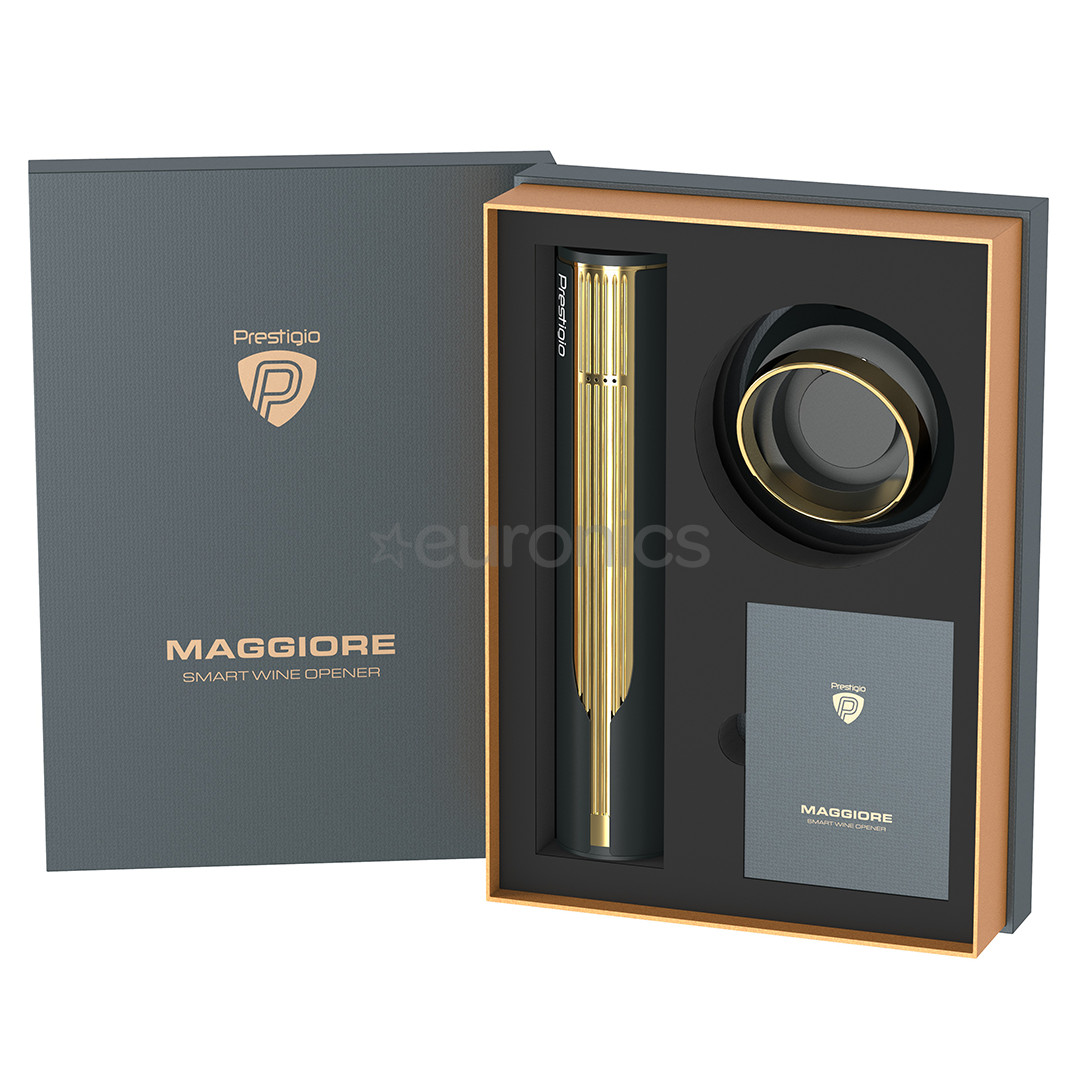 Prestigio Maggiore, black/gold - Automatic wine bottle opener