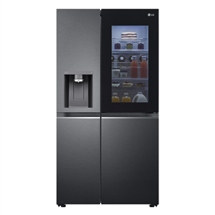 LG, Water & Ice Dispenser, Instaview™, высота 179 см, 635 л, черный - SBS-холодильник GSXV90MCDE.AMCQEUR