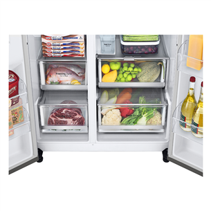 LG, water & ice dispenser, 635 L, height 179 cm, silver - SBS Refrigerator