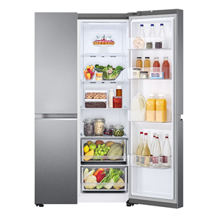 LG, height 179 cm, 655 L, stainless steel - SBS refrigerator