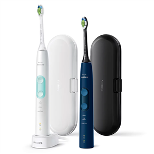 Philips Sonicare ProtectiveClean 5100, 2 шт., футляр, белый/синий - Комплект электрических зубных щеток