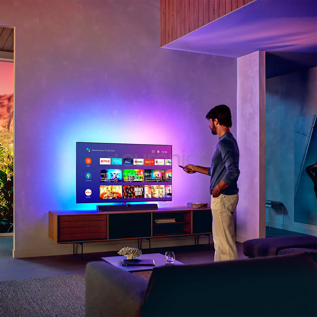 Philips OLED 4K UHD 65", central stand, light gray - TV
