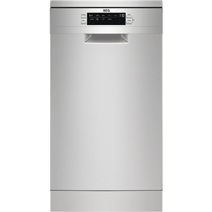 AEG 6000 Slim, 9 place settings, width 44.6 cm, silver - Free standing Dishwasher