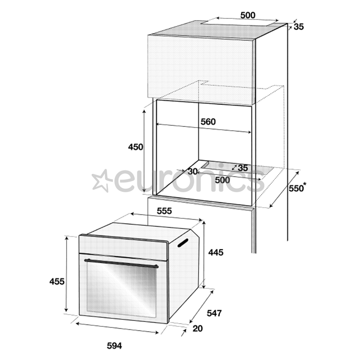 Beko, 48 L, inox - Built-in Oven