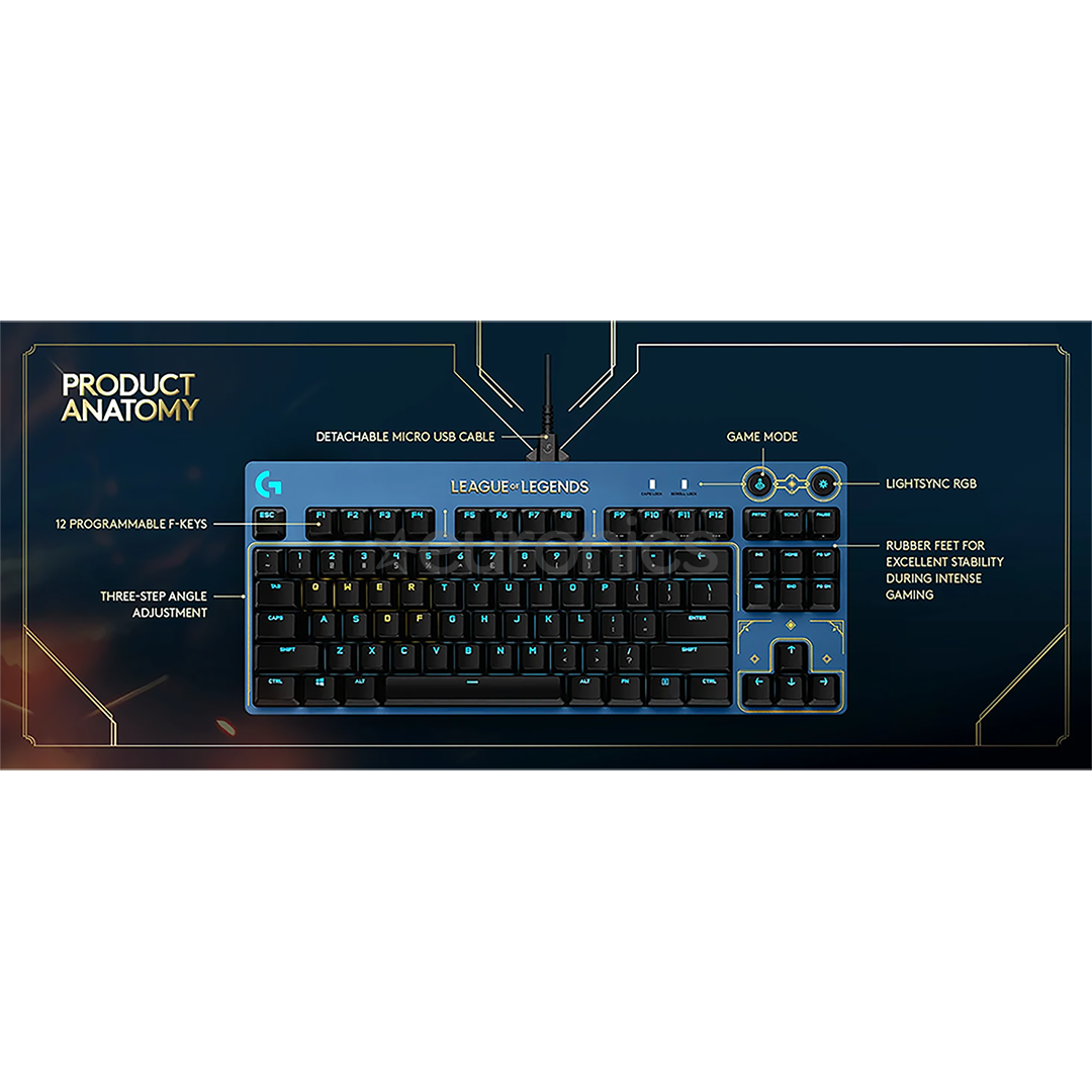 Logitech G Pro, League of Legends Edition, GX Brown Tactile, SWE, blue - Mechanical Keyboard