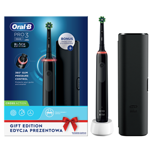 Braun Oral-B Pro 3, черный - Электрическая зубная щетка + футляр PRO33500B