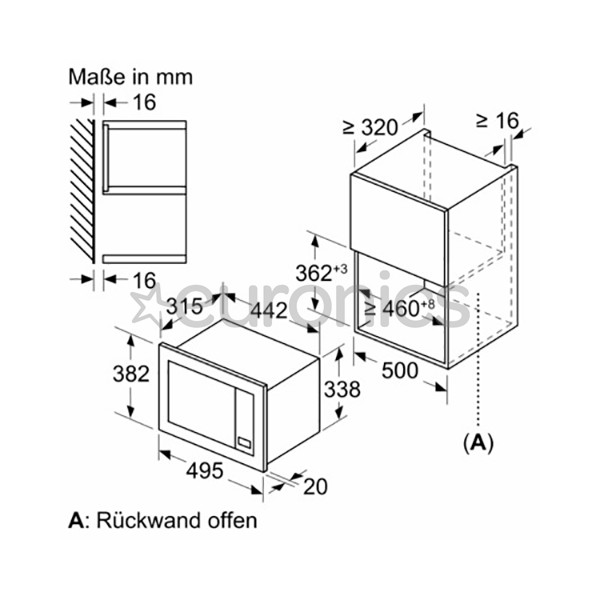 Bosch seeria 2, 20 L, 800 W, must - Integreeritav mikrolaineahi