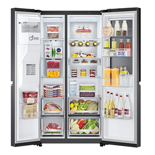 LG, InstaView, vee- ja jääautomaat veepaagiga, 635 L, kõrgus 179 cm, must - SBS-külmik