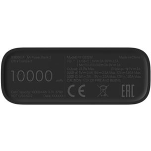 Xiaomi Mi Power Bank 3 Ultra Compact, 10 000 mAh, 22.5 W, black - Power Bank