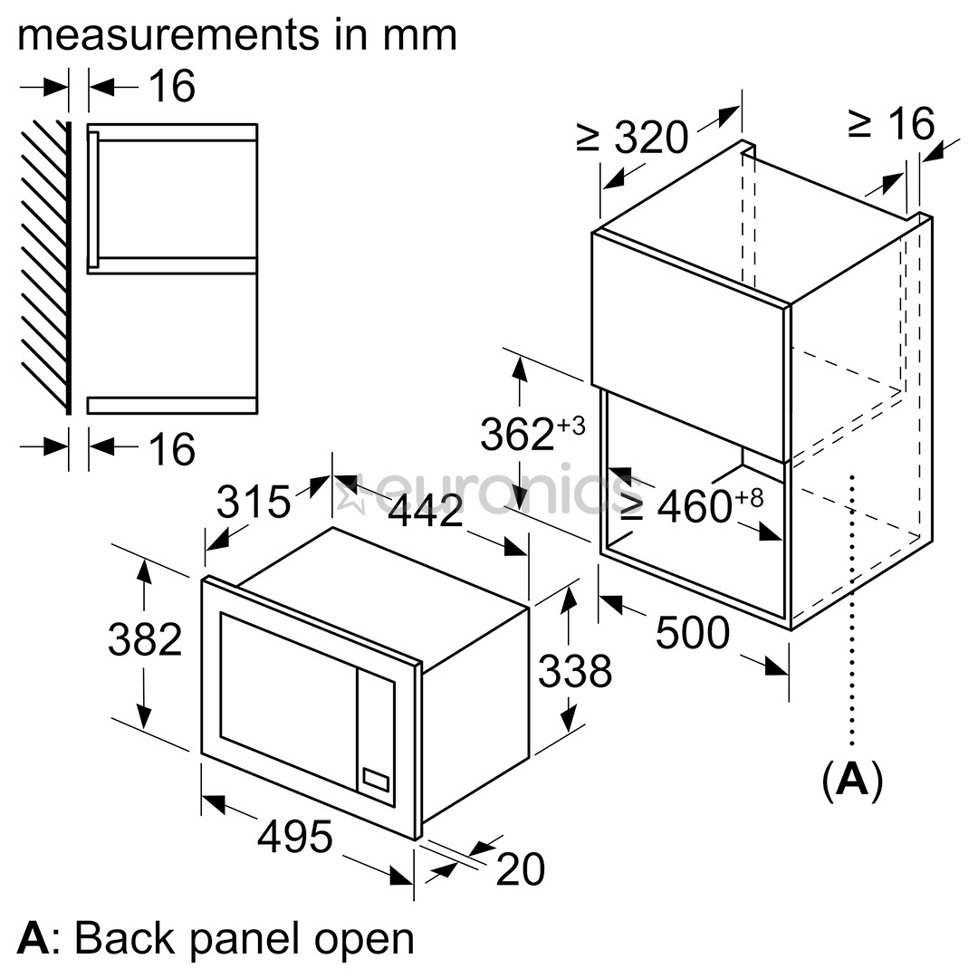 Bosch Serie 2, 20 L, 800 W, white - Built-in Microwave Oven
