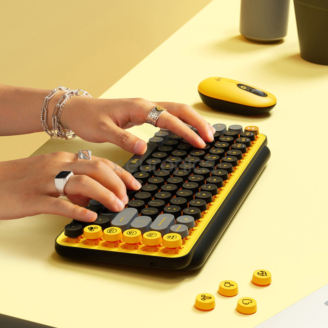 Logitech POP Keys Emoji Brown Tactile, SWE, kollane - Mehaaniline klaviatuur