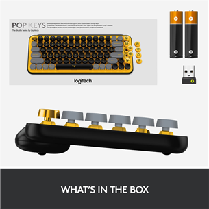 Logitech POP Keys Emoji Brown Tactile, US, kollane - Mehaaniline klaviatuur