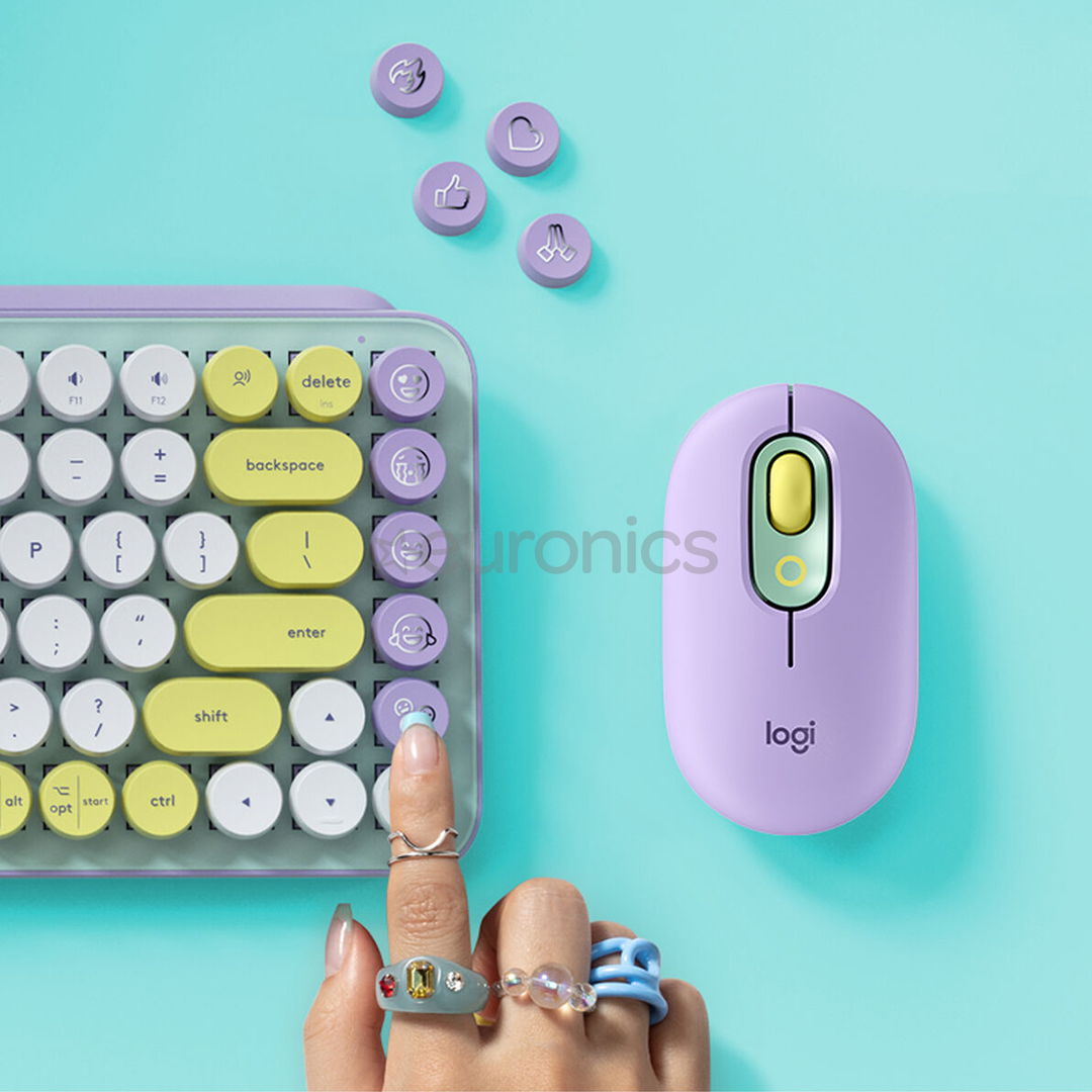 Logitech POP Keys Wireless Mechanical Emoji, RUS, daydream lilac - Wireless Keyboard