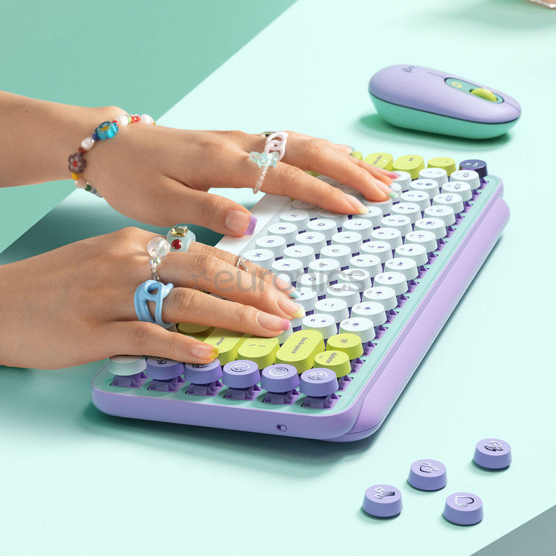 Logitech POP Keys Wireless Mechanical Emoji, RUS, daydream lilac - Wireless Keyboard