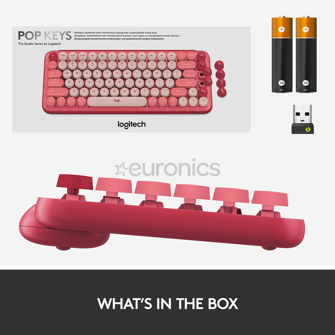 Logitech POP Keys Emoji Brown Tactile, SWE, pink - Mechanical Keyboard