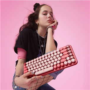 Logitech POP Keys Emoji Brown Tactile, US, pink - Mechanical Keyboard