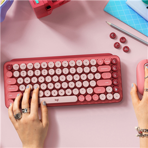 Logitech POP Keys Emoji Brown Tactile, US, roosa - Mehaaniline klaviatuur