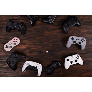 8BitDo USB Wireless Adapter 2, must - Juhtmevaba juhtpuldi adapter