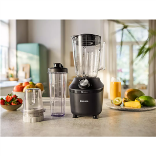 Philips 3000 Series, 600 W, 1.25 L, black - Blender + sports bottle