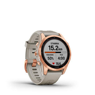 Garmin fenix 7S Solar, 42 мм, розовое золото / песочный ремешок - Спортивные часы