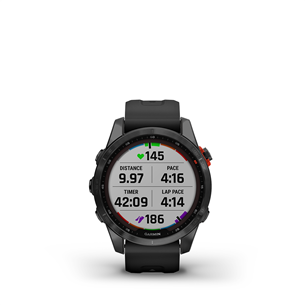 Garmin fenix 7S Solar, 42 мм, темно-серый / черный ремешок - Спортивные часы