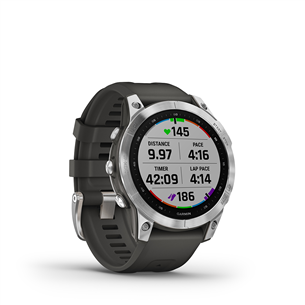 Garmin fenix 7, 47 мм, серебристый / графитовый ремешок - Спортивные часы