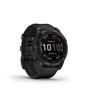 Garmin fenix 7 Sapphire Solar, 47 mm, black DLC titanium / black silicone band - Sports watch 010-02540-35