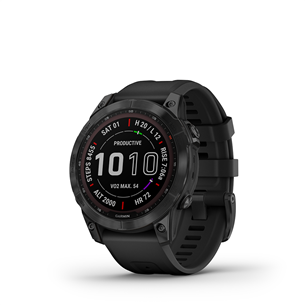 Garmin fenix 7 Sapphire Solar, 47 mm, black DLC titanium / black silicone band - Sports watch