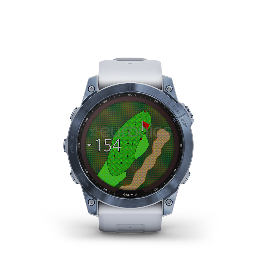 Garmin fenix 7X Sapphire Solar, 51 mm, mineral blue DLC titanium / whitestone silicone band - Sports watch
