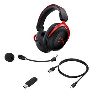 HyperX Cloud II Wireless, must/punane - Juhtmevaba peakomplekt