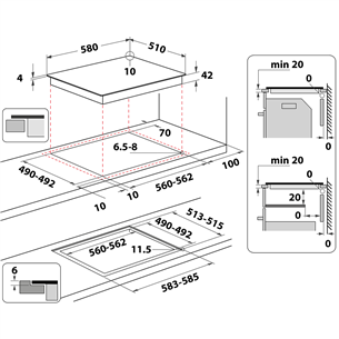 Whirlpool, laius 58 cm, raamita, must - Integreeritav keraamiline pliidiplaat