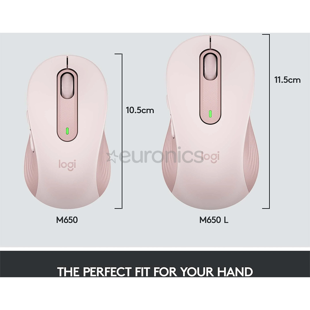 Logitech Signature M650 L, silent, pink - Wireless Optical Mouse