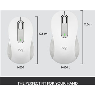 Logitech Signature M650 L, vaikne, valge - Juhtmevaba optiline hiir