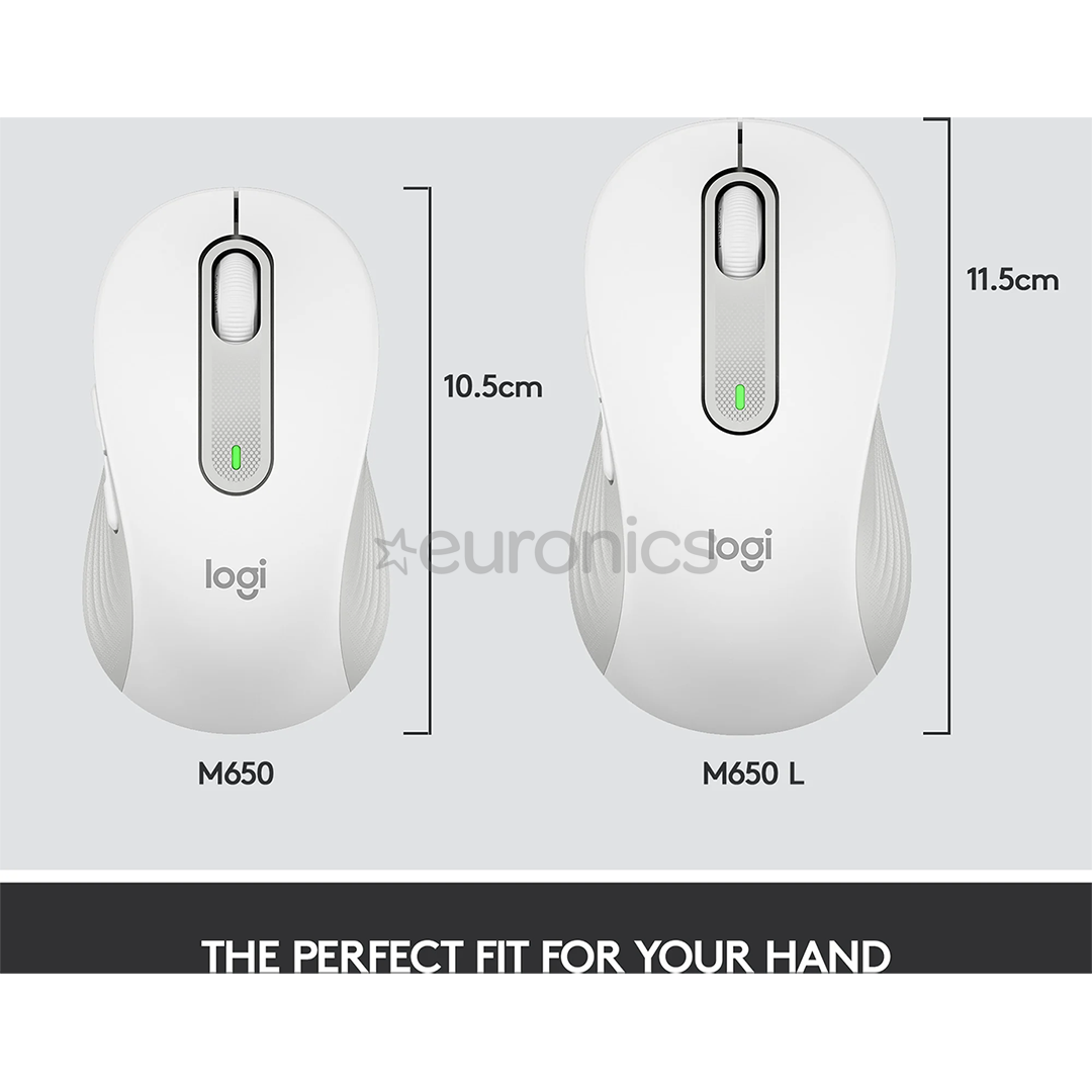 Logitech Signature M650 L, silent, white - Wireless Optical Mouse