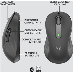 Logitech Signature M650 L, vasakukäeline, must - Juhtmevaba optiline hiir