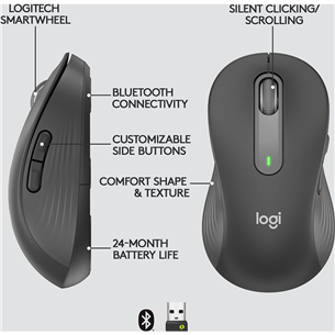 Logitech Signature M650 L, для левшей, черный - Беспроводная оптическая мышь