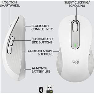 Logitech Signature M650 L, для левшей, белый - Беспроводная оптическая мышь