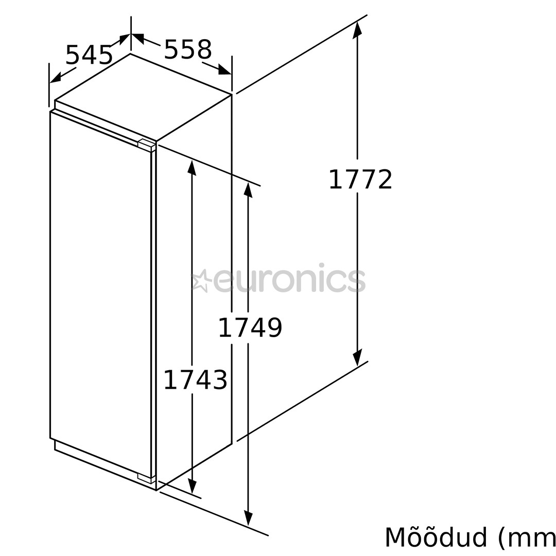 Bosch seeria 6, 319 L, kõrgus 178 cm - Integreeritav jahekapp