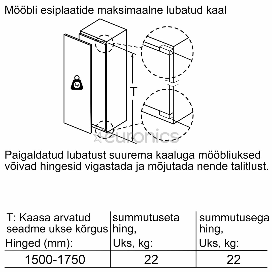 Bosch seeria 6, 319 L, kõrgus 178 cm - Integreeritav jahekapp